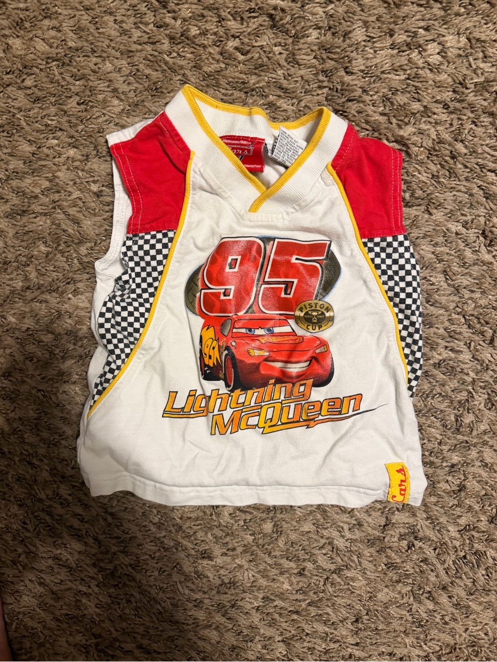 Vintage Lightning McQueen White & Red Tank Top for Kids Cars Pixar